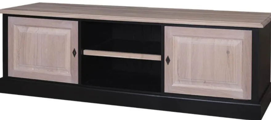 Casa Padrino Landhausstil Fernsehschrank TV Sideboard in Schwarz und Naturfarben 180 x 46 x H. 56 cm