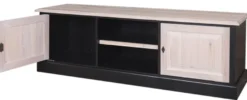 Casa Padrino Landhausstil Fernsehschrank TV Sideboard in Schwarz und Naturfarben 180 x 46 x H. 56 cm