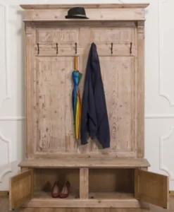 Casa Padrino Landhausstil Garderobe Naturfarben 140 x 41 x H. 210 cm - Massivholz Garderobenschrank - Landhausstil Garderoben Möbel