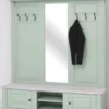 Casa Padrino Landhausstil Garderobe Mintgrün / Grau 180 x 41 x H. 210 cm - Massivholz Garderobenschrank mit Spiegel - Massivholz Garderobenmöbel - Landhausstil Garderobenmöbel