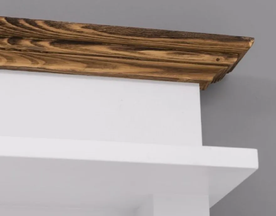 Casa Padrino Landhausstil Garderobenschrank Weiß / Braun 205 x 65 x H. 210 cm - Massivholz Garderobe - Flur Schrank - Flurmöbel - Garderoben Möbel - Massivholz Möbel - Landhausstil Möbel