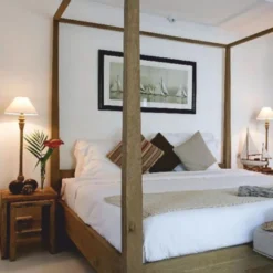 Casa Padrino Landhausstil Himmelbett Naturfarben / Grau - Verschiedene Größen - Schlafzimmer Möbel