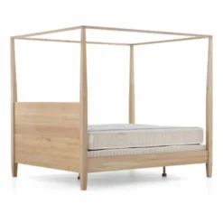 Casa Padrino Landhausstil Himmelbett Naturfarben / Grau - Verschiedene Größen - Schlafzimmer Möbel