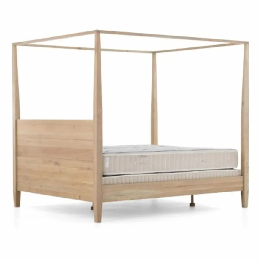 Casa Padrino Landhausstil Himmelbett Naturfarben / Grau - Verschiedene Größen - Schlafzimmer Möbel