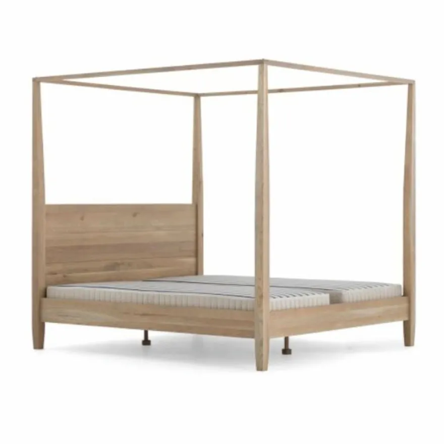 Casa Padrino Landhausstil Himmelbett Naturfarben / Grau - Verschiedene Größen - Schlafzimmer Möbel