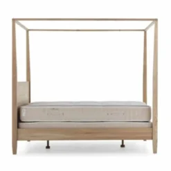Casa Padrino Landhausstil Himmelbett Naturfarben / Grau - Verschiedene Größen - Schlafzimmer Möbel