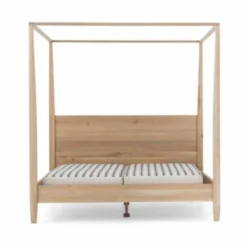 Casa Padrino Landhausstil Himmelbett Naturfarben / Grau - Verschiedene Größen - Schlafzimmer Möbel