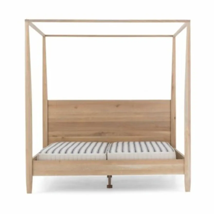 Casa Padrino Landhausstil Himmelbett Naturfarben / Grau - Verschiedene Größen - Schlafzimmer Möbel
