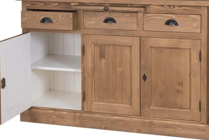 Casa Padrino Landhausstil Küchenschrank Braun / Weiß 137 x 50 x H. 197 cm - 2 Teiliger Küchenschrank mit 5 Türen und 7 Schubladen