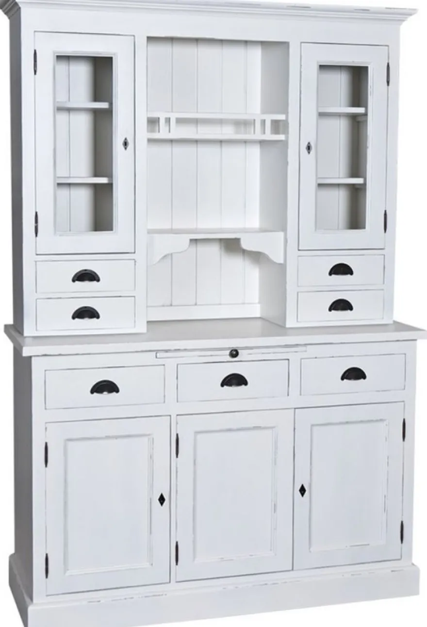 Casa Padrino Landhausstil Küchenschrank Antik Weiß 137 x 50 x H. 197 cm - 2 Teiliger Küchenschrank mit 5 Türen und 7 Schubladen