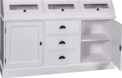Casa Padrino Landhausstil Küchenschrank / Buffetschrank Weiß 163 x 50 x H. 226 cm - Landhausstil Möbel