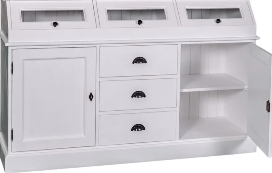 Casa Padrino Landhausstil Küchenschrank / Buffetschrank Weiß 163 x 50 x H. 226 cm - Landhausstil Möbel