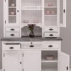 Casa Padrino Landhausstil Küchenschrank Weiß / Dunkelgrau 138 x 50 x H. 197 cm - 2 Teiliger Küchenschrank mit 5 Türen und 7 Schubladen - Landhausstil Küchenmöbel