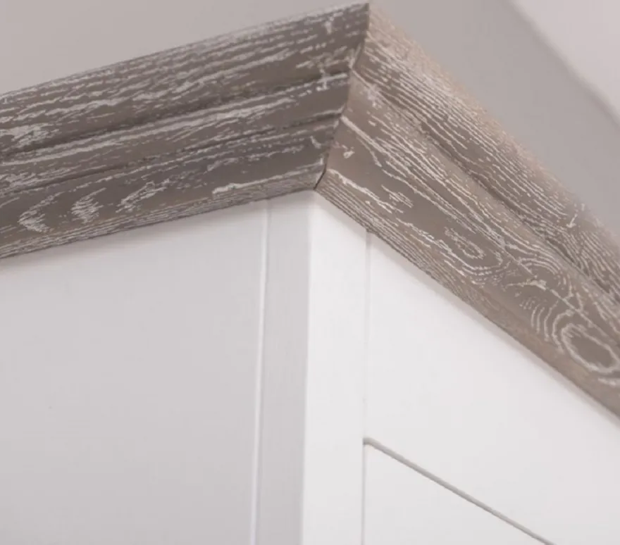 Casa Padrino Landhausstil Küchenschrank Weiß / Grau 138 x 50 x H. 197 cm - 2 Teiliger Küchenschrank mit 5 Türen und 7 Schubladen - Landhausstil Küchenmöbel