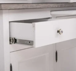 Casa Padrino Landhausstil Küchenschrank Weiß / Grau 138 x 50 x H. 197 cm - 2 Teiliger Küchenschrank mit 5 Türen und 7 Schubladen - Landhausstil Küchenmöbel