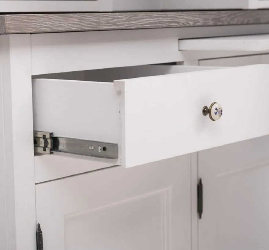 Casa Padrino Landhausstil Küchenschrank Weiß / Grau 138 x 50 x H. 197 cm - 2 Teiliger Küchenschrank mit 5 Türen und 7 Schubladen - Landhausstil Küchenmöbel