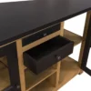 Casa Padrino Landhausstil Küchenschrank mit Arbeitsplatte Naturfarben / Schwarz 150 x 90 x H. 90 cm