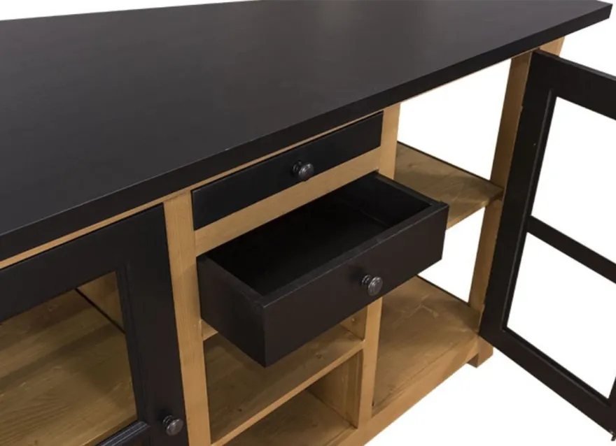 Casa Padrino Landhausstil Küchenschrank mit Arbeitsplatte Naturfarben / Schwarz 150 x 90 x H. 90 cm