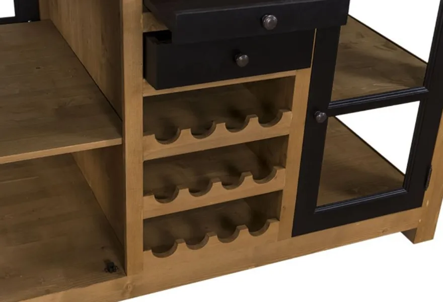 Casa Padrino Landhausstil Küchenschrank mit Arbeitsplatte Naturfarben / Schwarz 150 x 90 x H. 90 cm