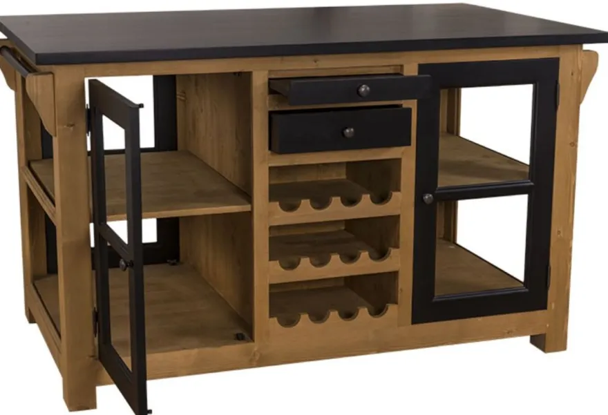 Casa Padrino Landhausstil Küchenschrank mit Arbeitsplatte Naturfarben / Schwarz 150 x 90 x H. 90 cm
