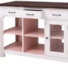 Casa Padrino Landhausstil Kücheninsel Hellgrau / Rosa / Dunkelbraun 135 x 65 x H. 90 cm - Massivholz Esszimmerschrank - Landhausstil Massivholz Küchen Möbel - Esszimmer Möbel im Landhausstil