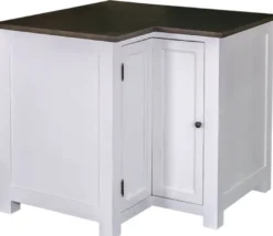 Casa Padrino Landhausstil Küchen Eckschrank Weiß / Schwarz 98 x 98 x H. 90 cm - Landhausstil Küchenschrank mit Tür