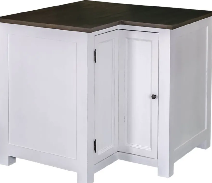 Casa Padrino Landhausstil Küchen Eckschrank Weiß / Schwarz 98 x 98 x H. 90 cm - Landhausstil Küchenschrank mit Tür