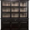 Casa Padrino Landhausstil Küchenschrank Antik Schwarz / Braun 206 x 53 x H. 219 cm - 2 Teiliger Küchenschrank mit 6 Schiebetüren und 3 Schubladen