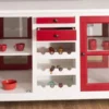 Casa Padrino Landhausstil Kücheninsel Weiß / Rot 150 x 90 x H. 90 cm - Massivholz Küchenschrank mit 4 Glastüren und 4 Schubladen - Landhausstil Küchenmöbel