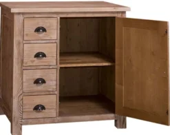 Casa Padrino Landhausstil Küchenschrank Naturfarben 92 x 65 x H. 90 cm - Küchen Unterschrank mit Tür und 4 Schubladen