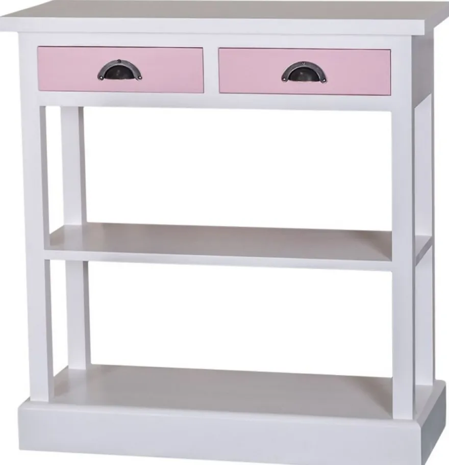 Casa Padrino Landhausstil Küchenkonsole Weiß / Rosa 85 x 35 x H. 89 cm - Landhausstil Konsolentisch mit 2 Schubladen