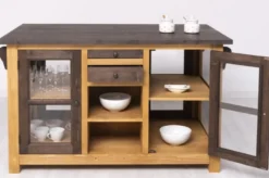Casa Padrino Landhausstil Kücheninsel Braun / Naturfarben 150 x 90 x H. 90 cm - Massivholz Küchenschrank - Landhausstil Massivholz Küchen Möbel - Massivholz Esszimmer Möbel im Landhausstil