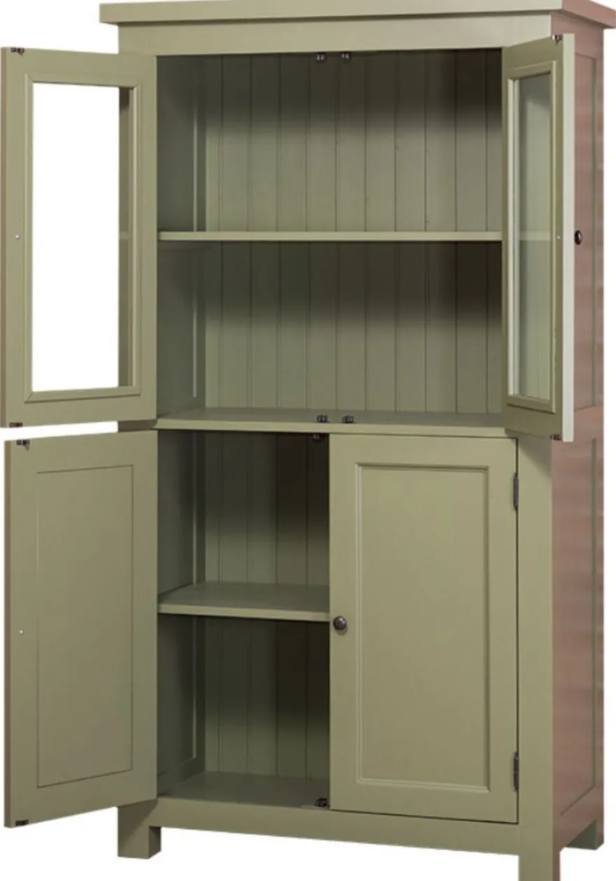 Casa Padrino Landhausstil Küchenschrank mit 4 Türen Grün 100 x 50 x H. 180 cm - Küchenmöbel