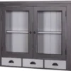 Casa Padrino Landhausstil Küchenhängeschrank Antik Grau / Hellgrau 192 x 31 x H. 65 cm - Landhausstil Küchenschrank mit 2 Glastüren und 3 Schubladen