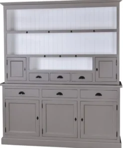 Casa Padrino Landhausstil Küchenschrank Dunkelgrau / Weiß 178 x 50 x H. 210 cm - 2 Teiliger Küchenschrank mit 5 Türen und 6 Schubladen