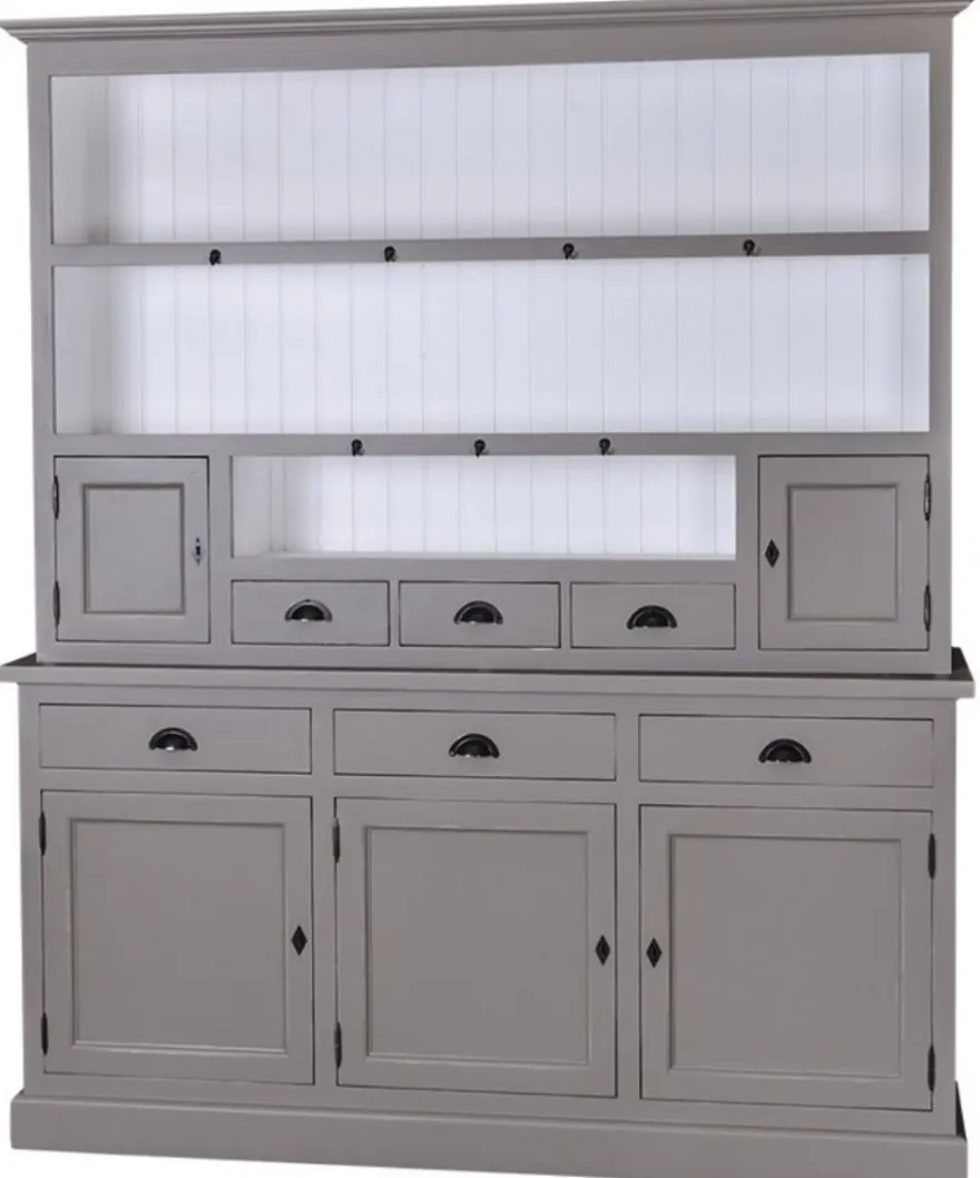 Casa Padrino Landhausstil Küchenschrank Dunkelgrau / Weiß 178 x 50 x H. 210 cm - 2 Teiliger Küchenschrank mit 5 Türen und 6 Schubladen