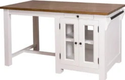 Casa Padrino Landhausstil Kücheninsel mit 4 Glastüren und 2 Schubladen Weiß / Dunkelbraun 150 x 85 x H. 80 cm - Landhausstil Küchenmöbel