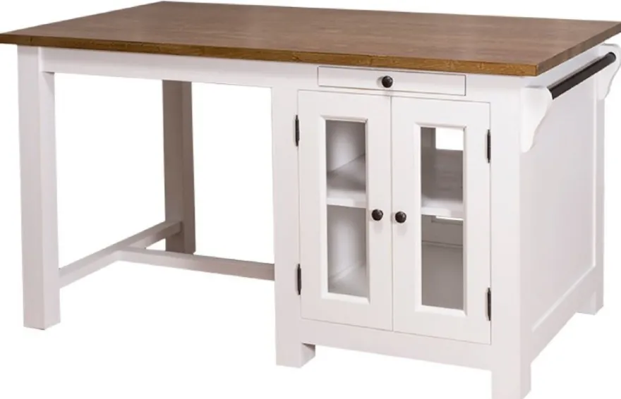 Casa Padrino Landhausstil Kücheninsel mit 4 Glastüren und 2 Schubladen Weiß / Dunkelbraun 150 x 85 x H. 80 cm - Landhausstil Küchenmöbel