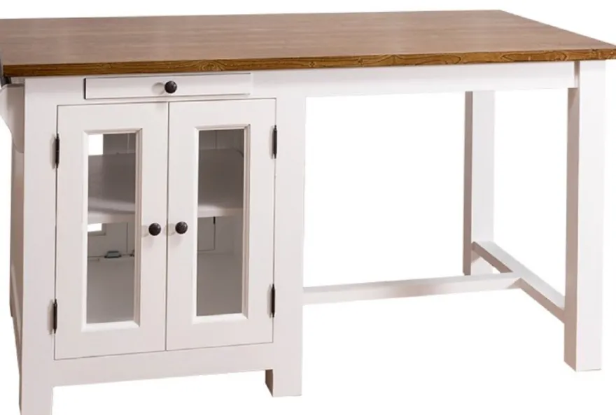 Casa Padrino Landhausstil Kücheninsel mit 4 Glastüren und 2 Schubladen Weiß / Dunkelbraun 150 x 85 x H. 80 cm - Landhausstil Küchenmöbel