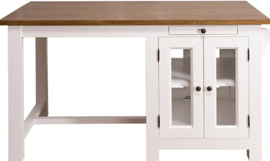 Casa Padrino Landhausstil Kücheninsel mit 4 Glastüren und 2 Schubladen Weiß / Dunkelbraun 150 x 85 x H. 80 cm - Landhausstil Küchenmöbel