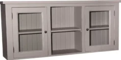 Casa Padrino Landhausstil Küchenhängeschrank Grau 156 x 31 x H. 65 cm - Landhausstil Küchenschrank mit 2 Glastüren