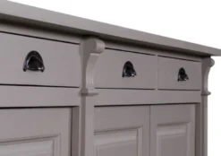 Casa Padrino Landhausstil Küchenschrank mit 4 Türen und 4 Schubladen Grau 219 x 51 x H. 90 cm - Massivholz Schrank - Landhausstil Möbel
