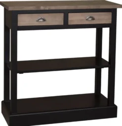Casa Padrino Landhausstil Küchenkonsole Schwarz / Braun 85 x 35 x H. 89 cm - Landhausstil Konsolentisch mit 2 Schubladen