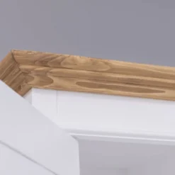 Casa Padrino Landhausstil Kleiderschrank Weiß / Naturfarben 121 x H. 197 cm - Schlafzimmer Möbel