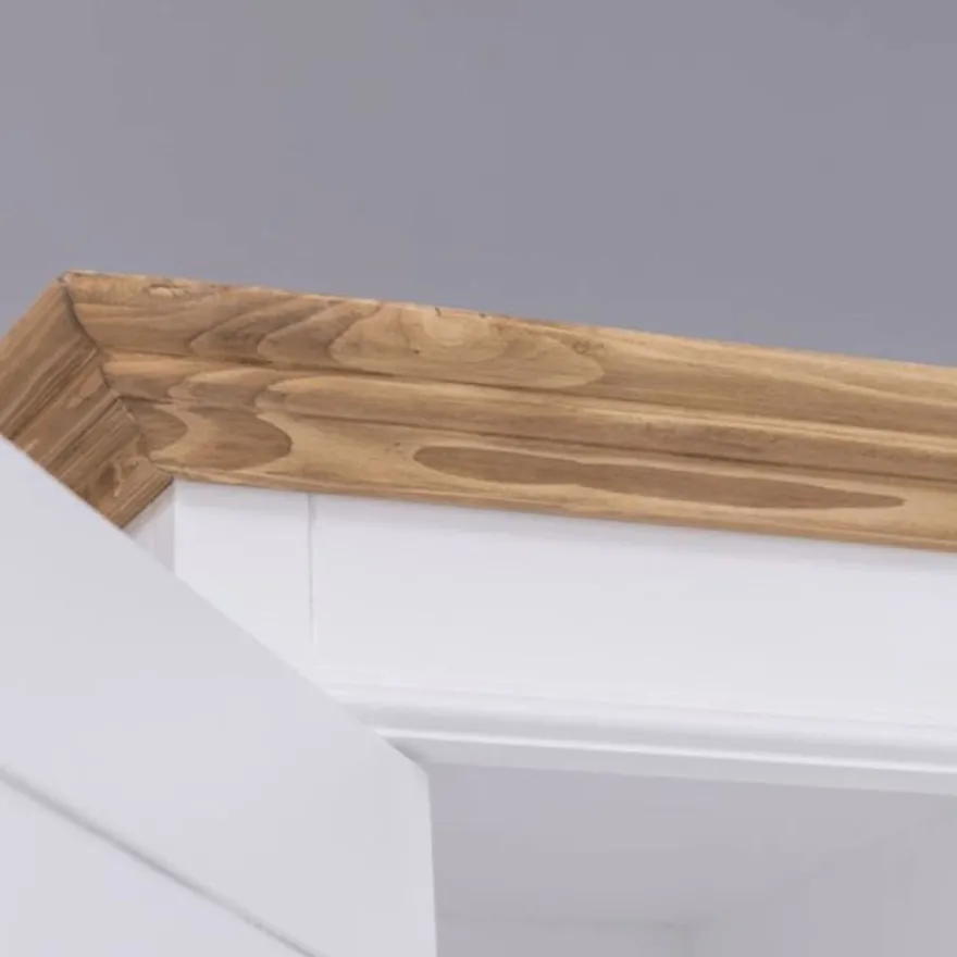 Casa Padrino Landhausstil Kleiderschrank Weiß / Naturfarben 121 x H. 197 cm - Schlafzimmer Möbel