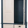 Casa Padrino Landhausstil Kleiderschrank Antik Blau / Antik Cremefarben 120 x 59 x H. 210 cm - Massivholz Schlafzimmerschrank mit 3 Türen und 3 Schubladen - Landhausstil Schlafzimmermöbel