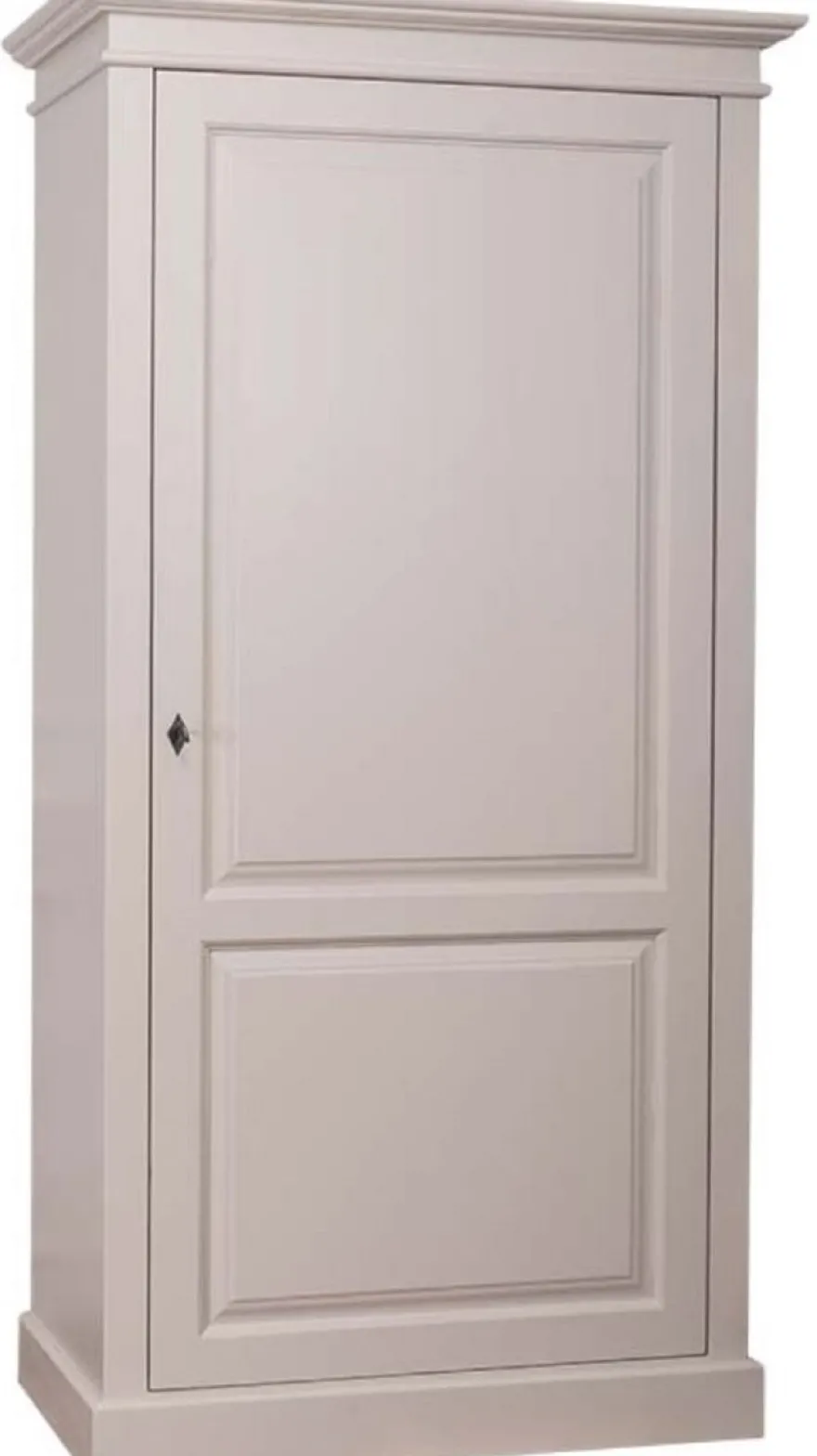 Casa Padrino Landhausstil Kleiderschrank Grau 100 x 67 x H. 200 cm - Massivholz Schlafzimmerschrank mit Tür - Landhausstil Schlafzimmermöbel