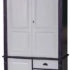 Casa Padrino Landhausstil Kleiderschrank Antik Schwarz / Grau 120 x 59 x H. 210 cm - Massivholz Schlafzimmerschrank mit 3 Türen und 3 Schubladen - Landhausstil Schlafzimmermöbel