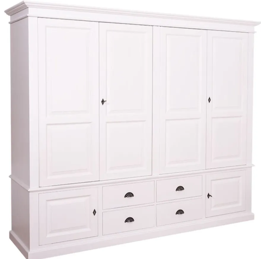 Casa Padrino Landhausstil Kleiderschrank Weiß 232 x 59 x H. 197 cm - Schlafzimmermöbel im Landhausstil