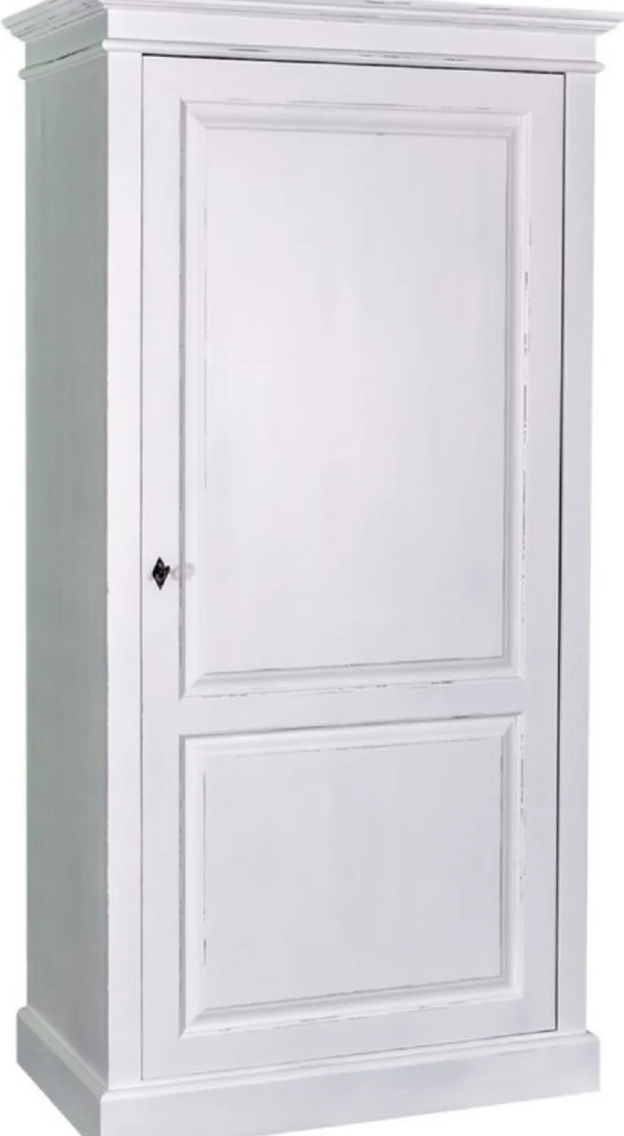 Casa Padrino Landhausstil Kleiderschrank Antik Weiß 100 x 67 x H. 200 cm - Massivholz Schlafzimmerschrank mit Tür - Landhausstil Schlafzimmermöbel